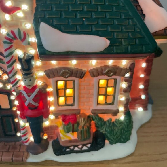 Vtg Santas Workbench Tin Soldiers Toyland Fiber Optic Christmas Village Shop - Picture 7 of 13